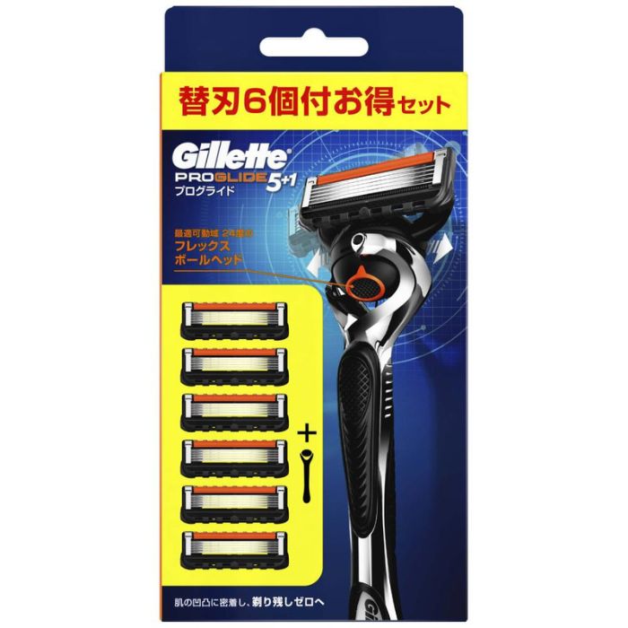 脱毛・除毛 Gillette ProGlide Gillette プログライド 本体1コ 替刃6コ付 1セット 除毛・脱毛